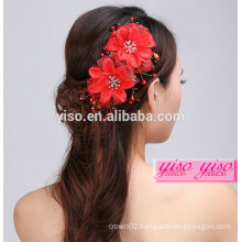 hot sale handmade flower wedding red vintage hair accessories